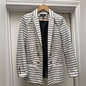 H & M Black and white striped blazer with gold buttons